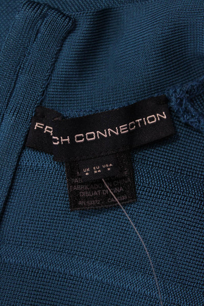 French Connection Womens Knit Scoop Neck Sleeveless Boycon Dress Blue Size 2