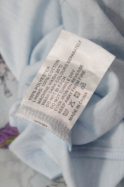 Traffic People Womens Floral Pleated Short Sleeve Dress Light Blue Size XS