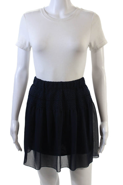 See by Chloe Womens Smocked Waist Solid Mini Skirt Blue Size 36