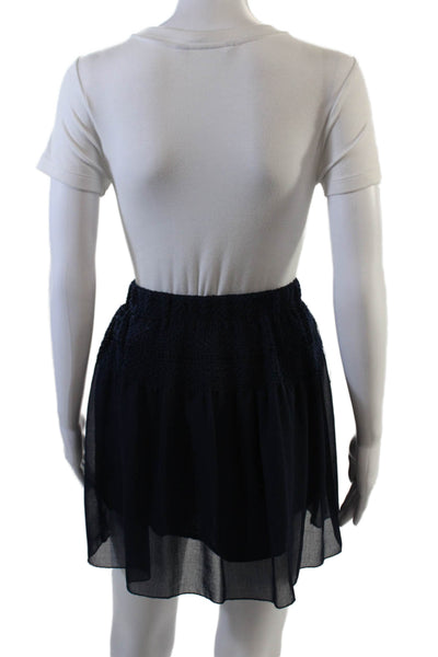 See by Chloe Womens Smocked Waist Solid Mini Skirt Blue Size 36