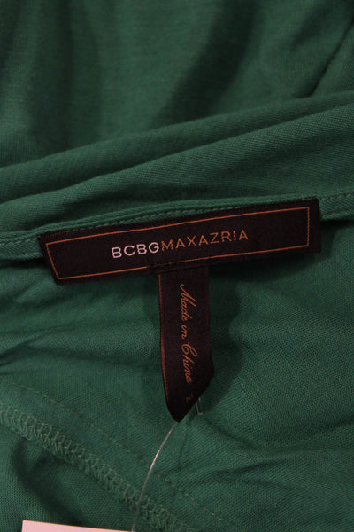 BCBGMAXAZRIA Womens Half Sleeve V Neck Knit Blouse Green Size Medium