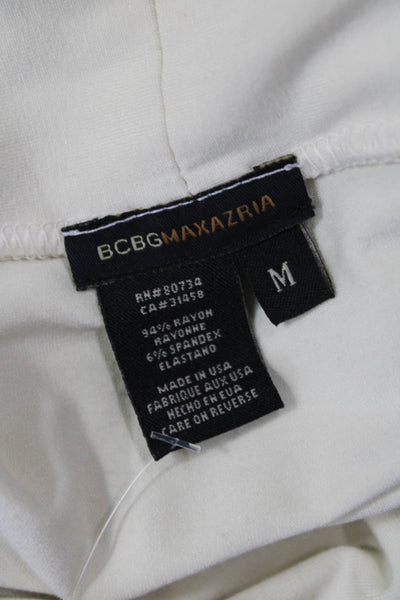 BCBGMAXAZRIA Womens Long Sleeve V Neck Knit Shirt White Size Medium