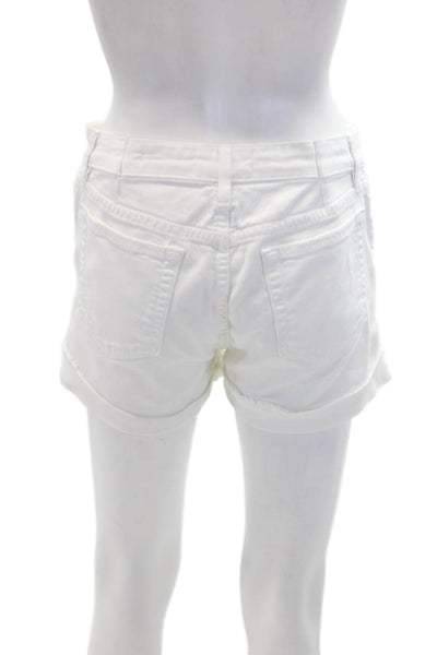 Frame Denim Womens Cotton Distressed Mid-Rise Denim Shorts White Size 26