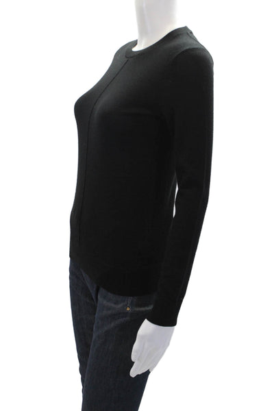 Club Monaco Womens Round Neck Long Sleeve Pullover Sweater Top Black Size XS