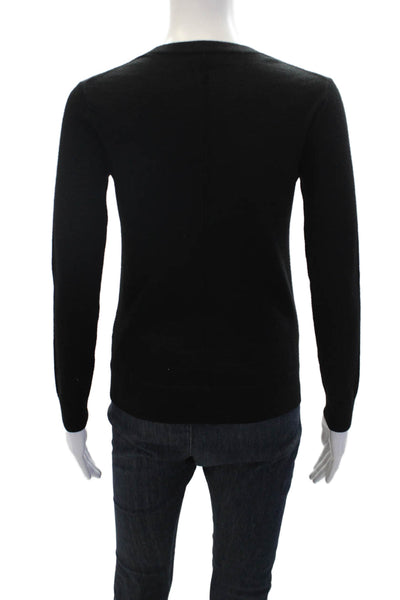 Club Monaco Womens Round Neck Long Sleeve Pullover Sweater Top Black Size XS