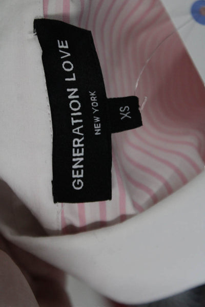 Generation Love Womens Cotton Striped Collared Button Up Blouse Pink Size XS