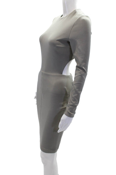 La Pina Women's Round Neck Long Sleeves Silky Mini Dress Gray Size S