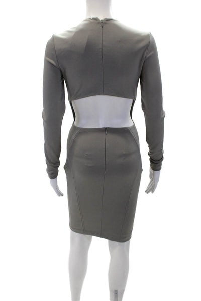 La Pina Women's Round Neck Long Sleeves Silky Mini Dress Gray Size S