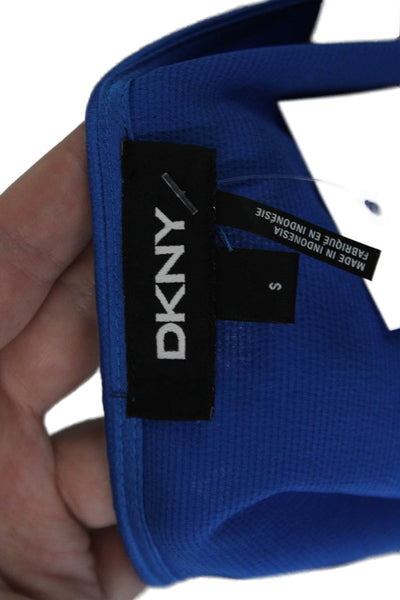 DKNY Women's Round Neck Sleeveless Studs Slit Hem Tank Top Blouse Blue Size S