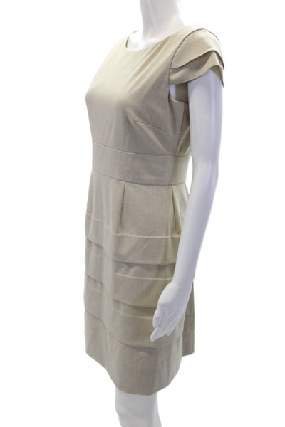 Tahari Levine Womens Tiered Cap Sleeve Straight Pencil Dress Beige Size 6P
