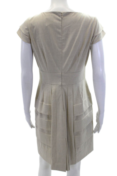 Tahari Levine Womens Tiered Cap Sleeve Straight Pencil Dress Beige Size 6P