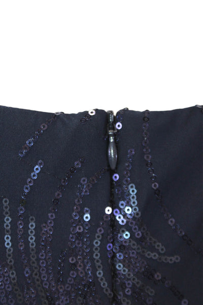 Alex Evenings Womens Sequin Embellished Sleeveless Gown Dress Blue Size 8P
