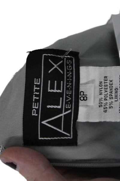 Alex Evenings Womens Sequin Embelished Cap Sleeve Pencil Dress Silver Size 8P