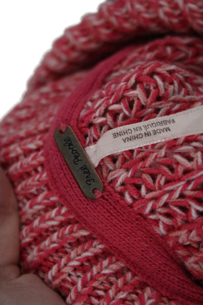 Free People Womens Cotton Long Sleeve V-neck Knit Sweater Pink Size S