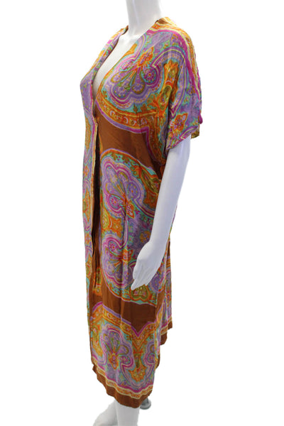 Zara Womens Abstract Print V-Neck Sleeveless Tunic Midi Dress Multicolor Size XS