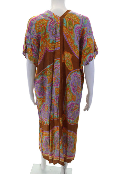 Zara Womens Abstract Print V-Neck Sleeveless Tunic Midi Dress Multicolor Size XS