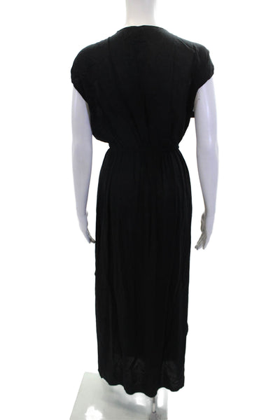 Elan Womens V-Neck Sleeveless Lightweight Split Hem Sundress Black Size S