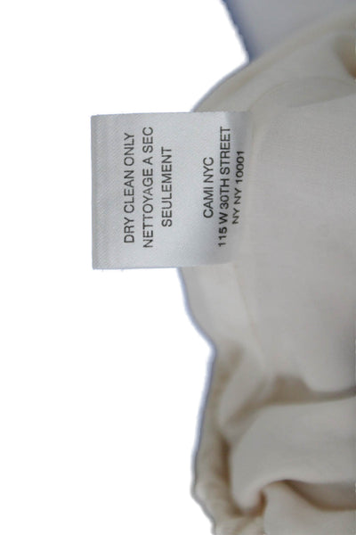 Cami NYC Womens Silk Short Sleeve Square Neck Crop Blouse Beige Size 2XS
