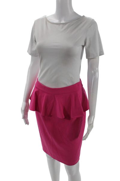 Alice + Olivia Womens Knee Length Back Zipper Peplum Pencil Skirt Pink Size 6