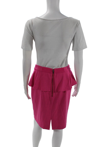 Alice + Olivia Womens Knee Length Back Zipper Peplum Pencil Skirt Pink Size 6
