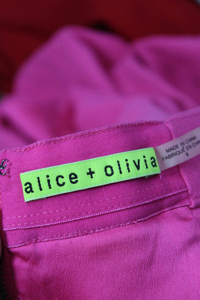 Alice + Olivia Womens Knee Length Back Zipper Peplum Pencil Skirt Pink Size 6