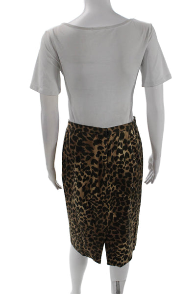 Michael Michael Kors Womens Animal Print Pencil Skirt Brown Cotton Size 6