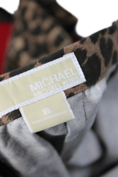 Michael Michael Kors Womens Animal Print Pencil Skirt Brown Cotton Size 6