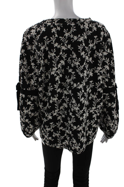 Karl Lagerfeld Womens Floral Print Sweatshirt Black White Cotton Size Large