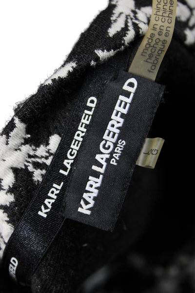 Karl Lagerfeld Womens Floral Print Sweatshirt Black White Cotton Size Large
