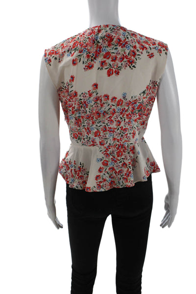Intermix Womens Silk Floral Print Tie Detail Flared Hem Blouse Pink Size 2