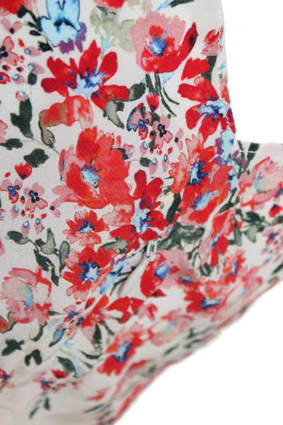 Intermix Womens Silk Floral Print Tie Detail Flared Hem Blouse Pink Size 2