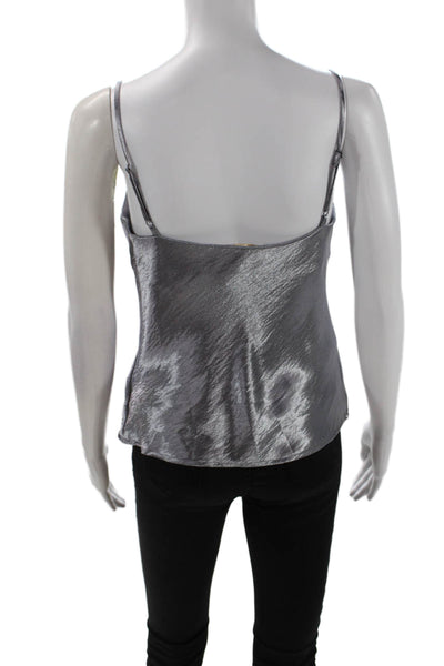 Wayf Womens Spaghetti Strap Cowl Neck Cropped Blouse Steel Gray Size XS