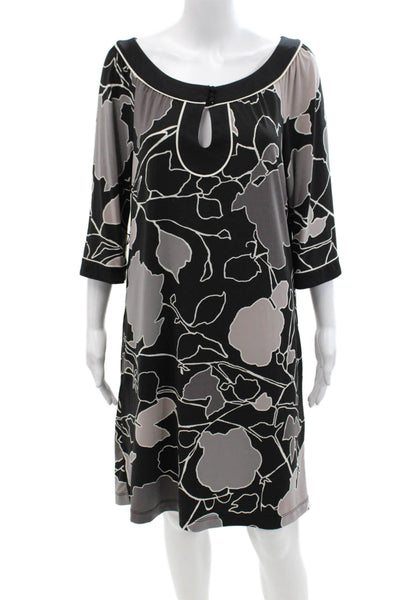 BCBG Max Azria Womens Short Sleeve Keyhole Detail Shift Dress Gray Size M