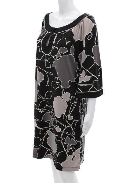 BCBG Max Azria Womens Short Sleeve Keyhole Detail Shift Dress Gray Size M