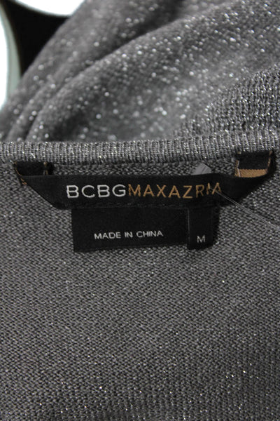 BCBG Max Azria Womens Silk Metallic Ruffled Detail Sleeveless Top Gray Size M
