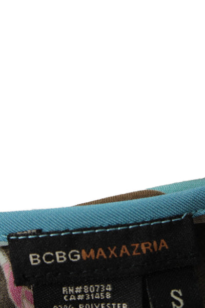 BCBG Max Azria Womens Split Shoulder Detail V-Neck Floral Blouse Black Size S