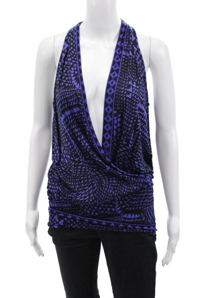 BCBG Max Azria Womens Deep V-Neck Sleeveless Blouse Dark Purple Size XS