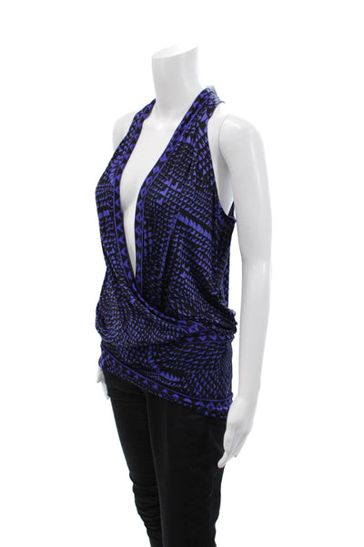 BCBG Max Azria Womens Deep V-Neck Sleeveless Blouse Dark Purple Size XS