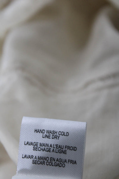 BCBG Max Azria Womens Cotton Sheer Lace Panel Detail Blouse Beige Size S