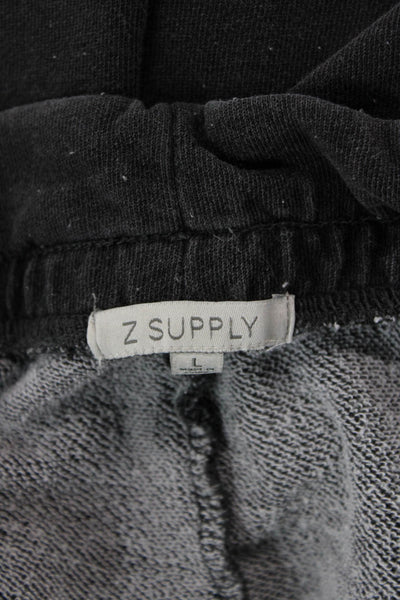 Z Supply Womens Pull On High Rise Wide Leg Sweatpants Black Cotton Size Large