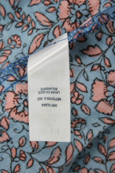 Splendid Womens Sleeveless V Neck Floral Tiered Mini Dress Blue Peach Size Small