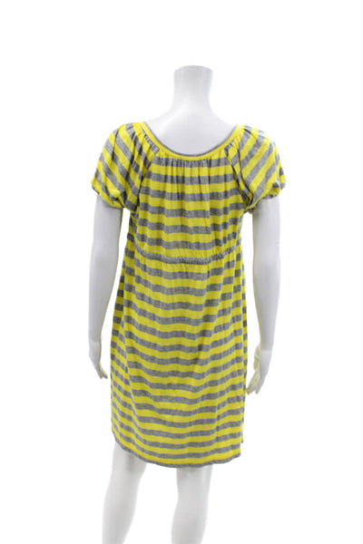 Juicy Couture Womens Short Sleeve V Neck Striped Dress Yellow Gray Size Medium
