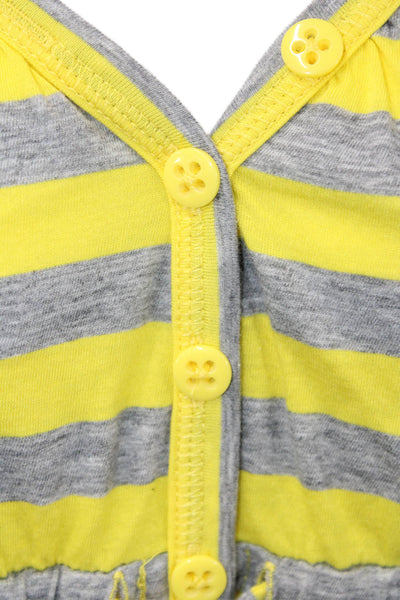 Juicy Couture Womens Short Sleeve V Neck Striped Dress Yellow Gray Size Medium