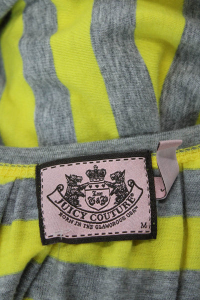 Juicy Couture Womens Short Sleeve V Neck Striped Dress Yellow Gray Size Medium