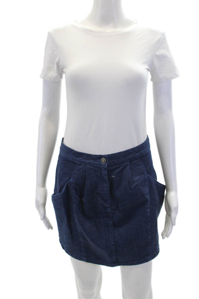 See by Chloe Womens Pleated Striped Mini Skirt Blue Size 6