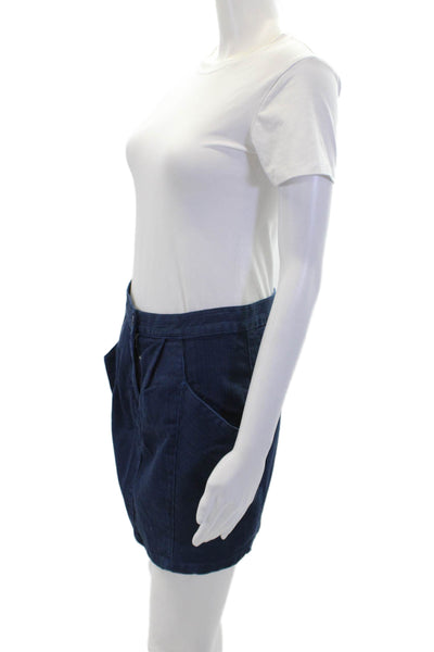 See by Chloe Womens Pleated Striped Mini Skirt Blue Size 6