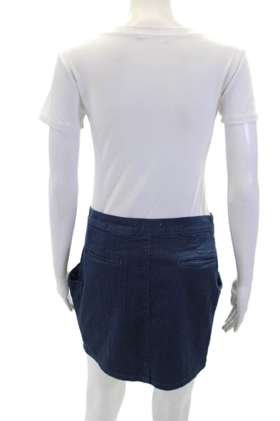 See by Chloe Womens Pleated Striped Mini Skirt Blue Size 6