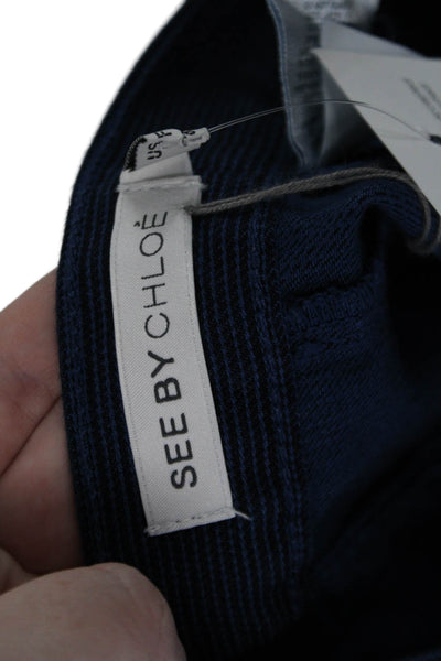 See by Chloe Womens Pleated Striped Mini Skirt Blue Size 6