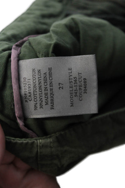 Joie Womens Cotton Drawstring Cropped Chain Detail Cargos Green Size 27