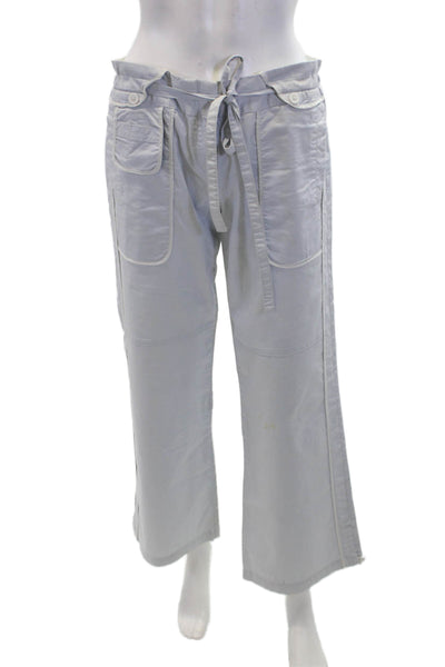 BCBGMAXAZRIA Womens Cotton Flat Front Straight Leg Pants Light Blue Size 6